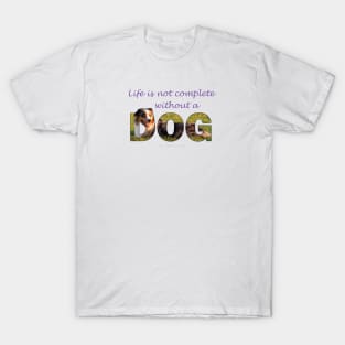 Life is not complete without a dog - Australian Shepherd Collie oil painting word art T-Shirt